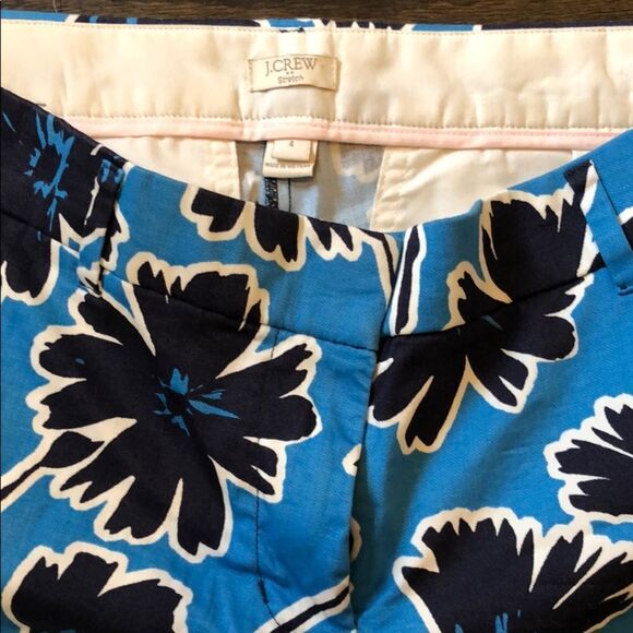 💚 J.Crew Factory Blue Floral Print Pants - Picture 3 of 6